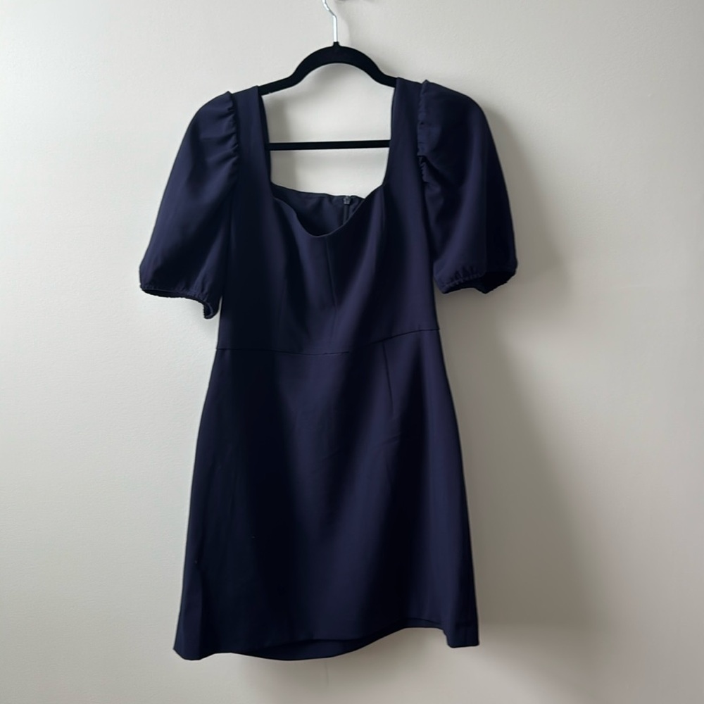 French Connection Puff Sleeve Navy Blue Dress
